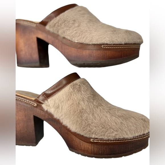 Korks Womens Lori Faux Fur Brown Chunky Platform Clogs Size 10 Boho Daisy Jones - Picture 7 of 15